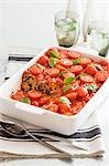Pumpkin and aubergine cannelloni with cherry tomatoes
