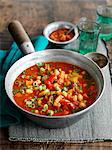 Vegetable soup with chickpeas, tomato and chicken (Morocco)