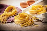 Fresh tagliolini and pappardelle