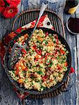 Vegetable paella in a pan