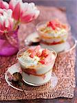 ice cream with rhubarb and crumbled ginger biscuits