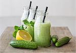 Cold cucumber soup with lemon and mint