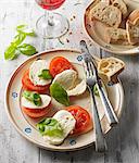 Insalata caprese (tomatoes, mozzarella and basil, Italy)