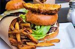 Beef burger with fries