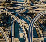 Aerial view of flyovers and multi lane highways, Los Angeles, California, USA