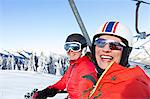 Ski holiday, Women with ski goggles, Sudelfeld, Bavaria, Germany