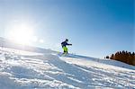 Ski holiday, Child skiing downhill, Sudelfeld, Bavaria, Germany