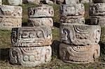 Stone Glyphs in front of the Palace of Masks, Kabah Archaeological Site, Yucatan, Mexico, North America
