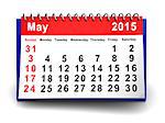 3d illustration of may 2015 calendar