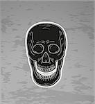 black skull with open mouth on dark grunge background, vector