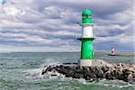 Image of the lighthouse of Warnemunde on the Baltic Sea at the harbor entrance, Germany