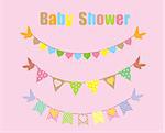 vector bunting baby shower card with birds