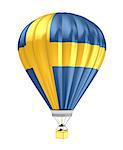3d illustration of hot air balloon with sweden flag