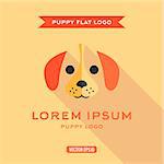 Dog puppies style flat, low Shadow, vector illustration, logos