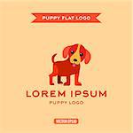 Dog puppies style flat, vector illustration, logos