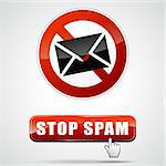 illustration of stop spam sign with web button