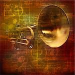 abstract grunge brown vintage sound background with trumpet