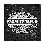 Farm to table - zentangle element on chalkboard background.