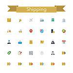 Shipping and delivery flat icons set. Vector illustration.
