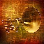 abstract grunge brown vintage sound background with trumpet