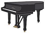 Hand drawing of a black closed grand piano