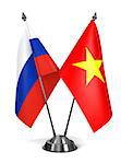 Russia and Vietnam - Miniature Flags Isolated on White Background.