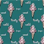 seamless pattern with abstract pink ice cream