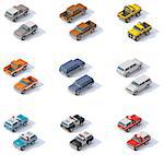 Set of the isometric SUVS and pickups