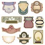 Ornate vintage labels in style Art Nouveau. All elements separately.