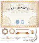 Vector illustration of gold detailed certificate with watermarks