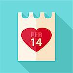 Paper valentine day. Flat stylized object with long shadow