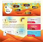 Web design wtih polygonal head background. Hot colors.