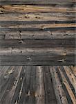 Rough old weathered wooden wall and table product photo background