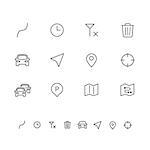 Navigation UI icons set of road map car compass parking vector illustration