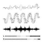 Vector sound waves set on white background