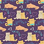 Seamless pattern - funny cartoon kittens. Vector illustration.