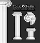 Vector illustration of classical Greek or Roman Ionic column
