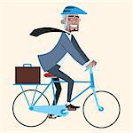 Black businessman on bike rides to work. African health ecology