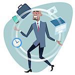 African businessman time management concept juggler. Black male