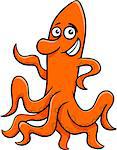 Cartoon Illustration of Funny Octopus Sea Animal