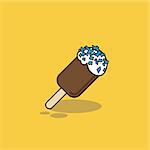 chocolate ice-cream dessert on wooden stick - vector illustration