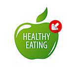 vector logo green apple for a healthy diet