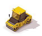 Isometric icon representing road roller