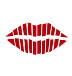 Retro red kiss on a white background