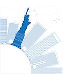 Outline New York city skyline with copy space. Vector illustration