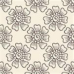 Indian style seamless pattern with ethnic flowers. Background for textile or wrapping paper