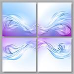 Set of Abstract blue purple wave vector backgrounds