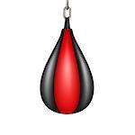 Punching bag for boxing in black and red design on white background