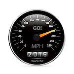2016 year Calendar speedometer car. Vector illustration