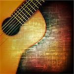 abstract music grunge vintage background with acoustic guitar